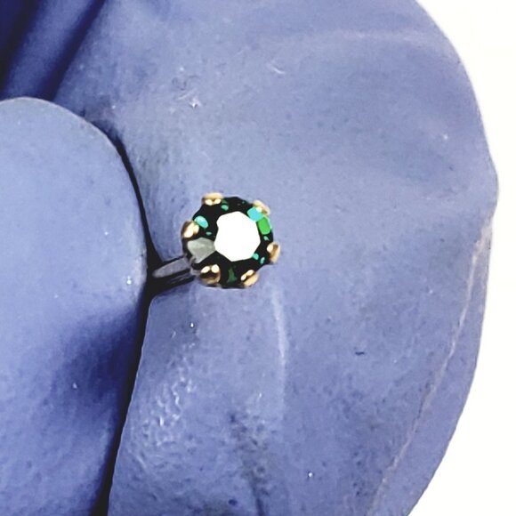 Swarovski Crystal Element - Gold Overlay Green Stone "Tiny" Stud Earrings - Picture 10 of 13